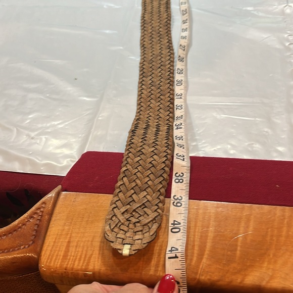 Chicos BLING beige white gem stone WIDE hook BELT beaded OVAL BUCKLE braided 41” - Picture 8 of 13